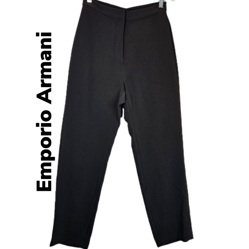Emporio Armani Black Crepe Casual to Dressy Elastic Back High Waist Pants sz 38*